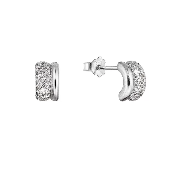 Strieborné náušnice polkruhy so zirkónmi 11521.1 crystal