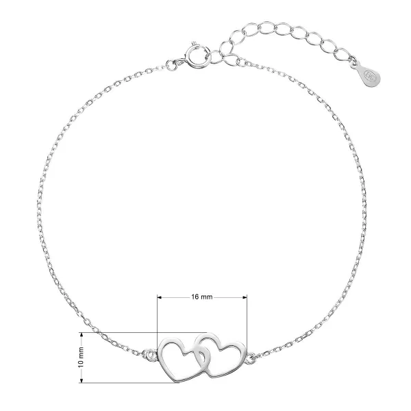 Strieborný náramok dve srdcia 63009