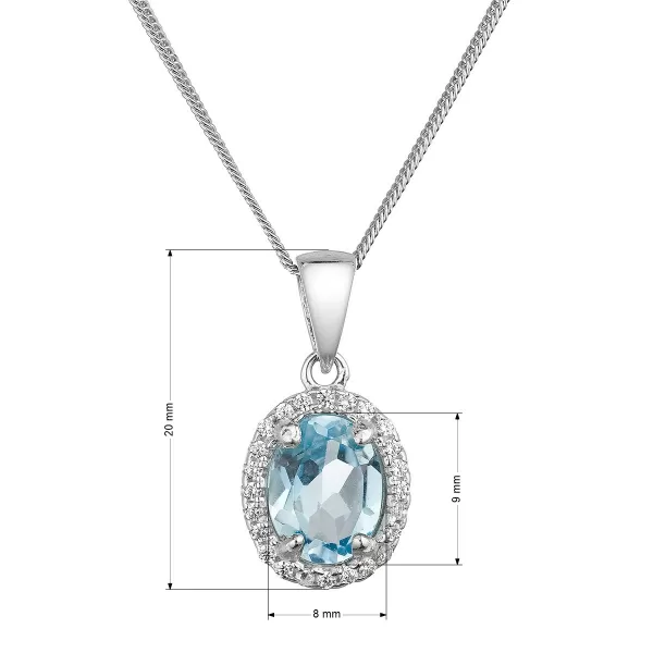 Strieborný náhrdelník luxusný s pravým minerálnym kameňom modrý 12086.3 sky topaz