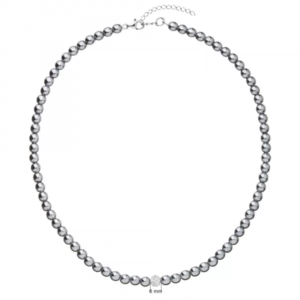 Perlový náhrdelník šedý s Preciosa kryštálmi 32063.3