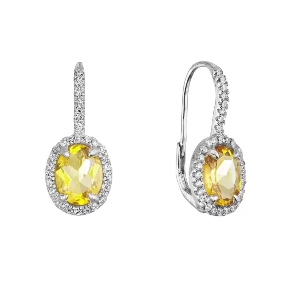 Strieborné náušnice luxusné s pravými minerálnymi kameňmi žlté 11492.3 citrine