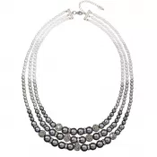 Perlový náhrdelník šedý s krištáľami preciosa 32010.3