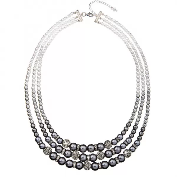 Perlový náhrdelník šedý s krištáľami preciosa 32010.3