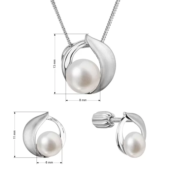 Perlová súprava s bielou riečnou perlou 29069.1B