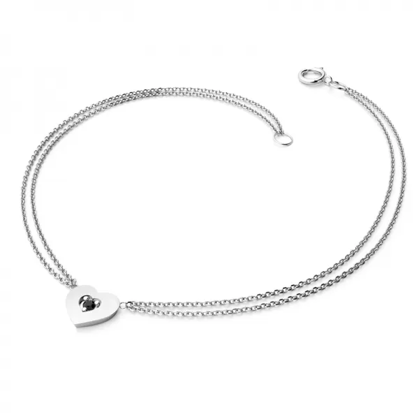 Náramok srdca a čierny diamant 10874-NR02-B-Black