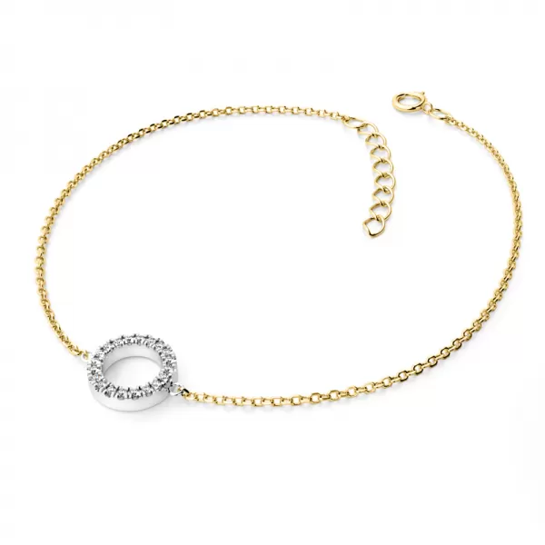 Náramok s prsteňom vysadeným s diamantmi 10981-NR01-ZLB