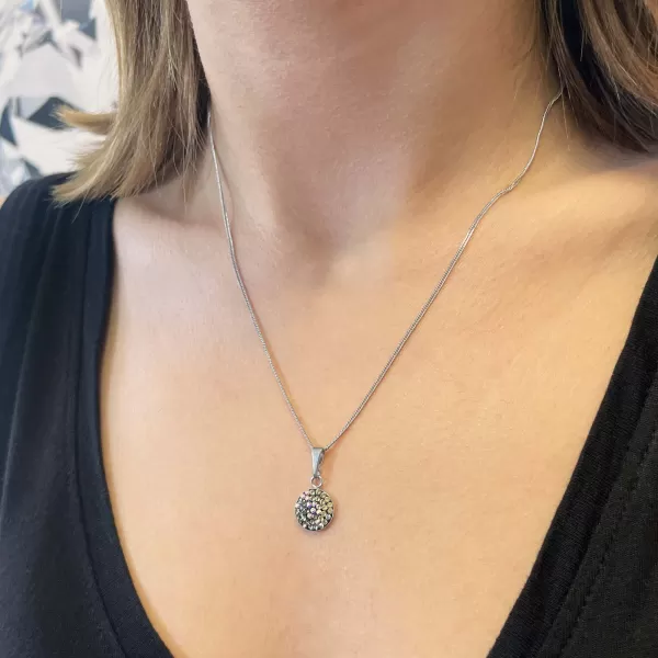 Strieborný náhrdelník so Swarovski kryštálmi okrúhly mesačný 32086.3 moonlight