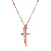 Pozlátený strieborný ROSE náhrdelník dva malé krížiky a biele zirkóny 12059.1 crystal