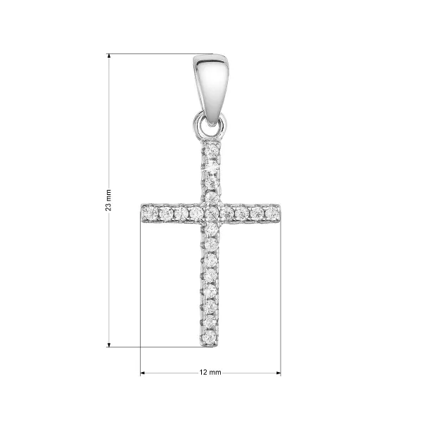 Strieborný prívesok krížik so zirkónmi biely 14023.1