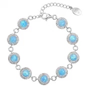 Strieborný náramok so syntetickým opálom a kryštálmi Preciosa svetlo modrý 33105.1