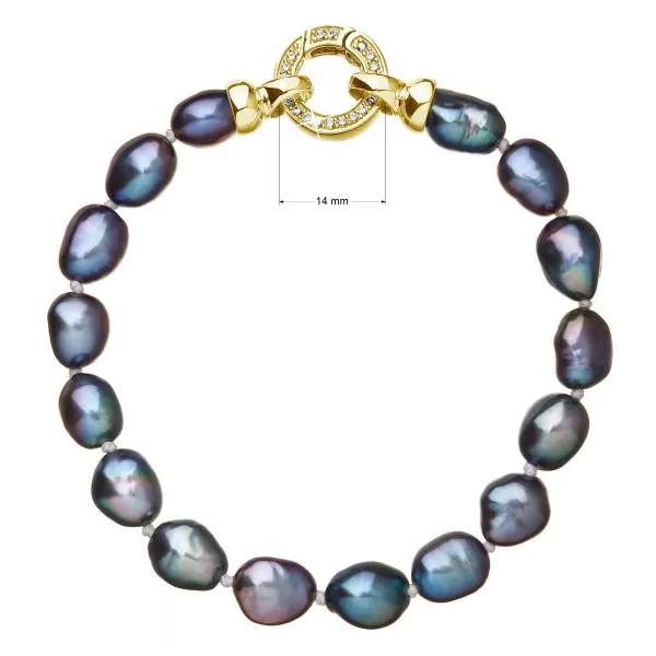 Perlový náramok z pravých riečnych perál modrý 23011.3 peacock