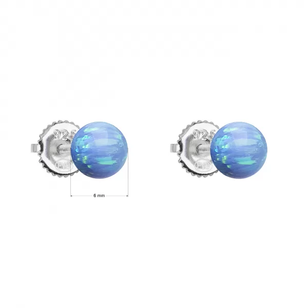 Strieborné náušnice kôstky so syntetickým opálom svetlo modré okrúhle 11246.3 lt.blue