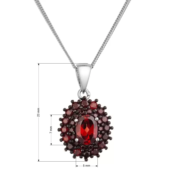 Strieborný náhrdelník luxusný s pravými minerálnymi kameňmi červené 12091.3 garnet