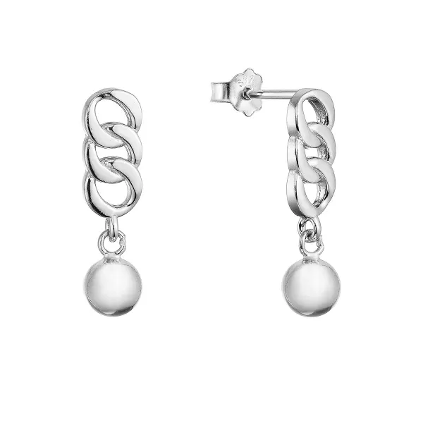 Strieborné náušnice visiace gulička na retiazke 61027