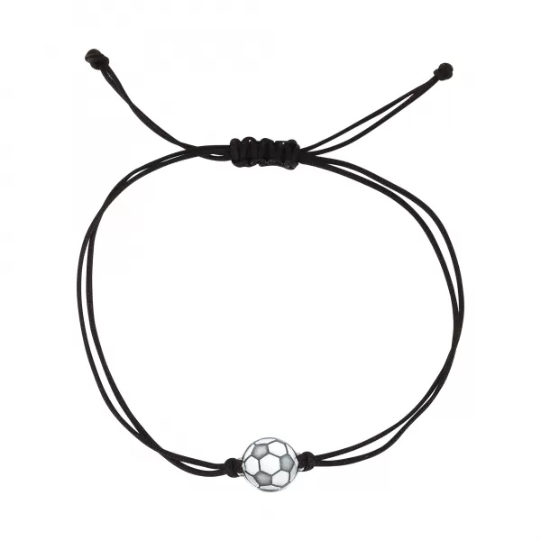 Textilný náramok Kabbalah čierny so striebornou futbalovou loptou 13057.3 black
