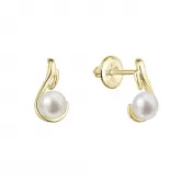 Zlaté 14 karátové náušnice kôstky žlté zlato s bielou riečnou perlou 91P00044