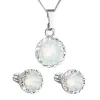 Súprava šperkov s kryštálmi Swarovski náušnice, retiazka a prívesok biele opálové okrúhle 39352.7