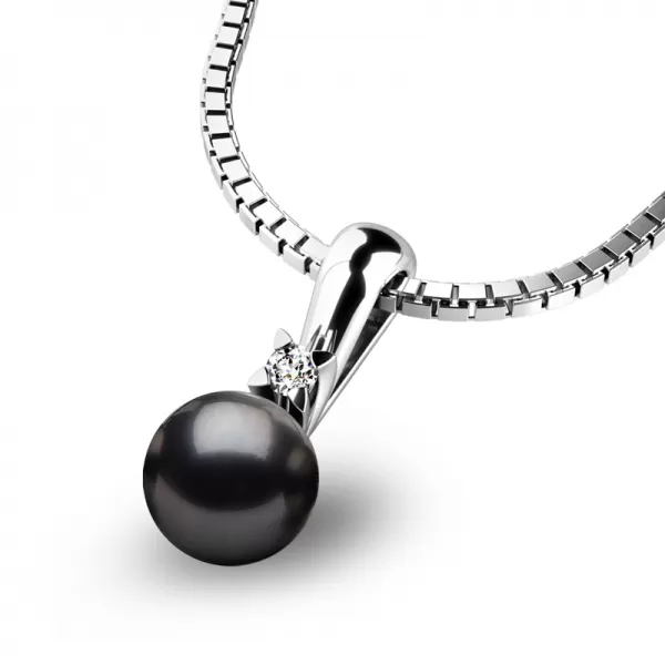 Dámsky prívesok prírodný diamant 0.025 ct perlový 10891-B-DIA-Black