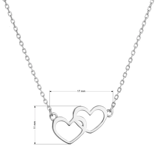 Strieborný náhrdelník dve srdiečka 62008