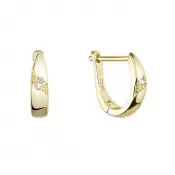 Pozlátené strieborné náušnice kruhy so zirkónom v bielej farbe 11460.1