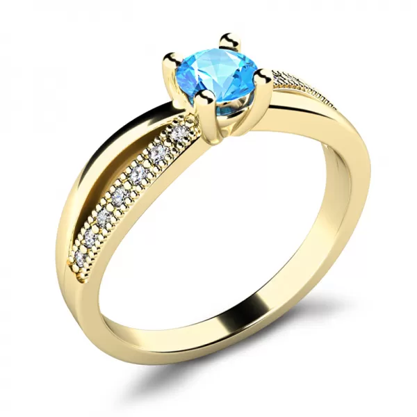 Dámsky prsteň zo žltého zlata 585/1000 prírodný diamant G/SI s topásom 10998-ZL-TPZ