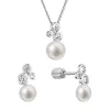 Perlová súprava so zirkónmi a bielou riečnou perlou 29062.1B