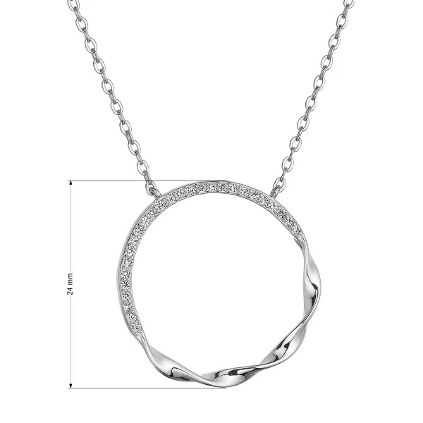 Strieborný náhrdelník krúžok so zirkónmi 12110.1