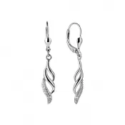 Strieborné náušnice visiace so zirkónmi bielej vlnky 11550.1 crystal