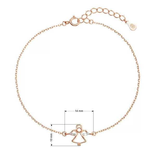 Pozlátený strieborný ROSE náramok anjelik so zirkónmi 13028.1 crystal