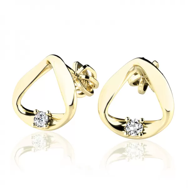 Zlaté náušnice 585/1000 s prírodnými diamantmi 0,024ct, G/SI