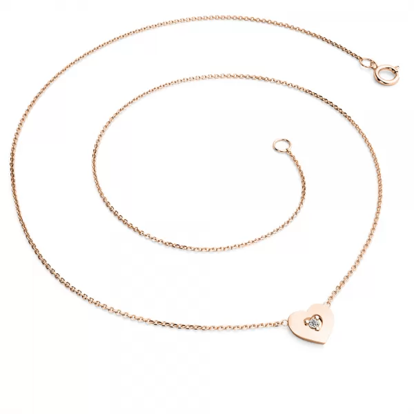 Náhrdelník srdca s diamantom 10874-NH01-n-dia