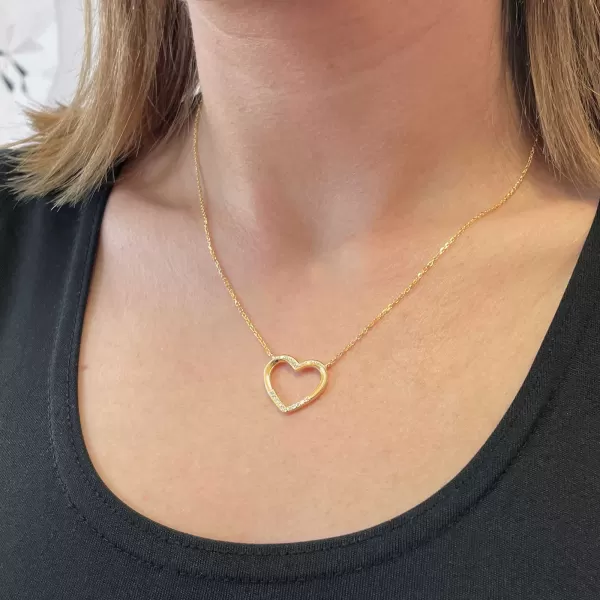 Pozlátený náhrdelník srdca s bielymi zirkónmi 12010.1