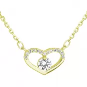 Pozlátený strieborný náhrdelník so zirkónom biele srdce 12008.1