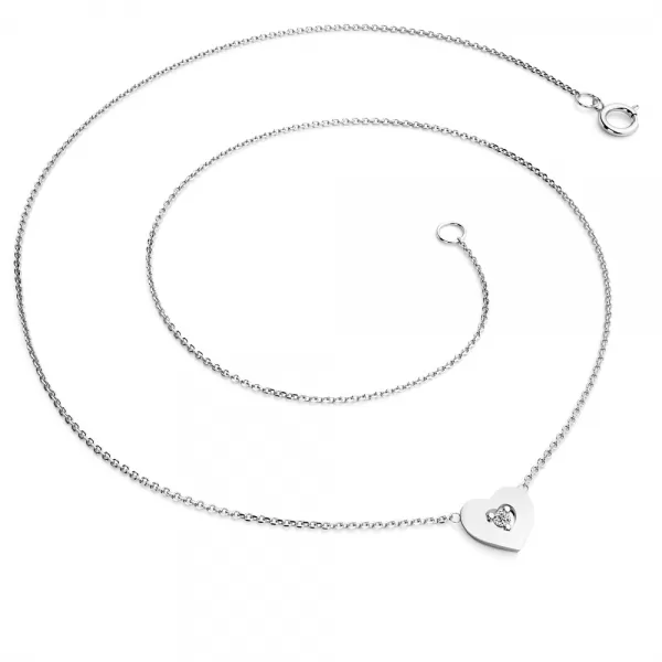 Náhrdelník srdca s diamantom 10874-NH01-B-DIA
