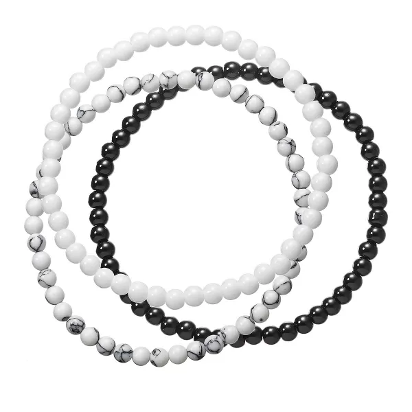 Náramky s minerálnymi kameňmi máp stone-jaspis, black onyx, white howlite 43043.3 bielo čierny