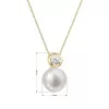 Zlatý 14 karátový náhrdelník s bielou riečnou perlou a briliantom 92PB00045