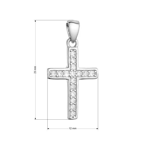 Strieborný prívesok výrazný krížik so zirkónmi biely 14024.1