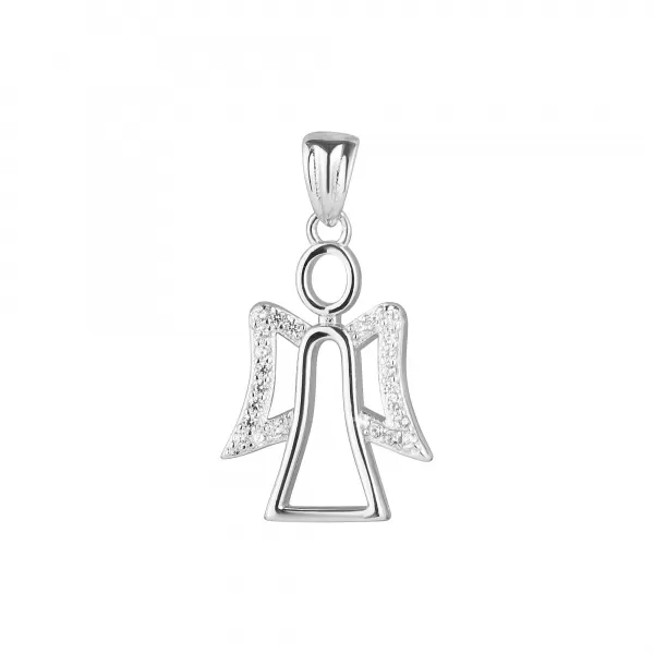 Strieborný prívesok anjel s krídlami zo zirkonov 14042.1 crystal