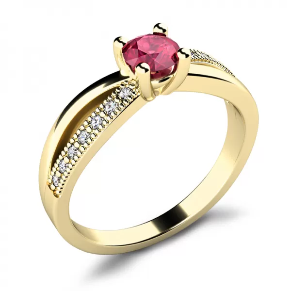 Dámsky prsteň zo žltého zlata 585/1000 prírodný diamant G/SI 10998-ZL-RUB