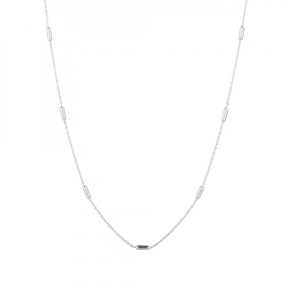 Strieborný náhrdelník s prvkami rozloženými dookola retiazky 62019