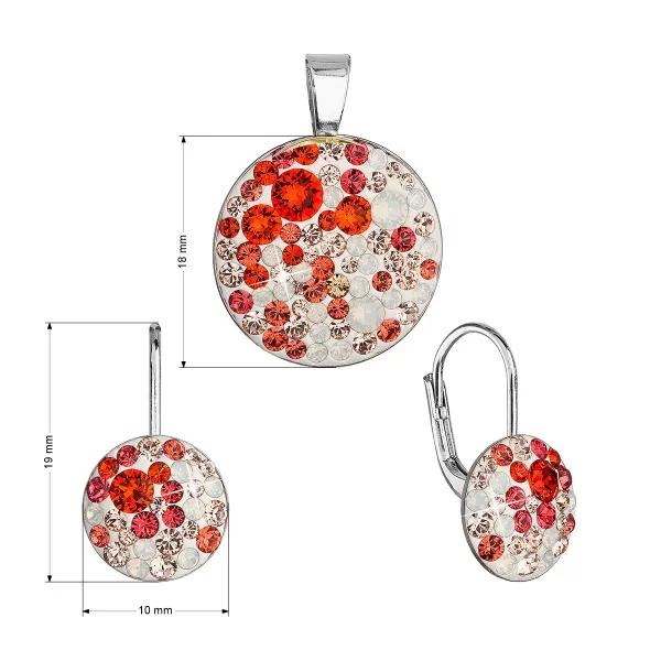 Sada šperkov s kryštálmi Swarovski náušnice a prívesok mix farieb oranžová okrúhle 39178.3 sanset