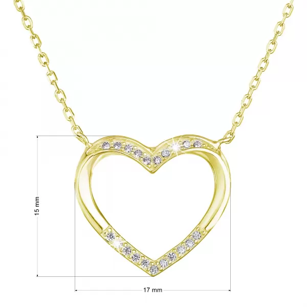 Pozlátený náhrdelník srdca s bielymi zirkónmi 12010.1