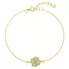 Pozlátený náramok s bielymi zirkónmi štvorlístok 13008.1