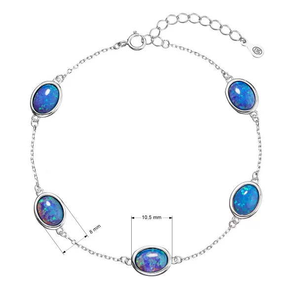 Strieborný náramok so syntetickými opálmi modrý ovál 13030.3 blue