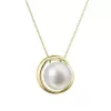 Zlatý 14 karátový náhrdelník žlté zlato s bielou riečnou perlou 92P00035