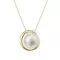 Zlatý 14 karátový náhrdelník žlté zlato s bielou riečnou perlou 92P00035