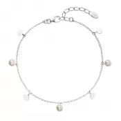 Strieborný náramok tri perličky striedavo so striebornou placičkou 23027.1
