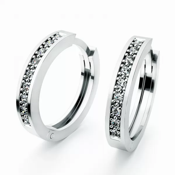 Dámske náušnice biele zlato 585/1000 prírodný diamant G/SI kruhy 10969-B-DIA