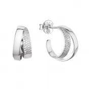 Strieborné náušnice kruhy so zirkónmi v bielej farbe 11441.1