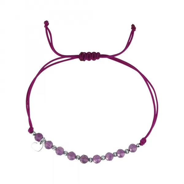 Textilný náramok fialový s korálkami z ametystu 13059.3 ametyst